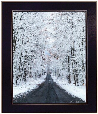 All Roads lead Home winter lane by Lori Deiter, Ready to hang Framed Print, Black Frame, 14 x 18