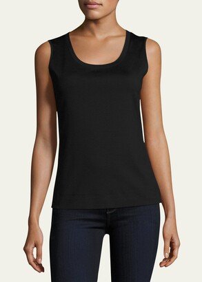 Stretch Cotton Scoop Neck Tank-AB