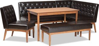 Riordan Mid-Century Upholstered and Walnut 5-PC Dining Nook Set