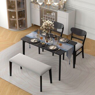 Zeus&Ruta 4-Piece Dining Table Set with 2 Chairs and 1 Bench