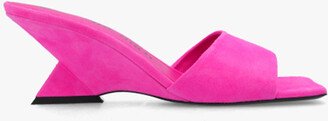 ‘Cheope’ Suede Wedge Mules - Neon