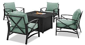 Sparrow & Wren Kaplan 5 Piece Outdoor Metal Conversation Set with Fire Table