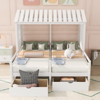 Mai Twin Size House Platform Beds with Two Drawers