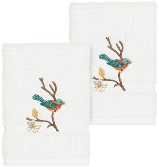 Spring Time Embellished Washcloth - Set of 2 - White