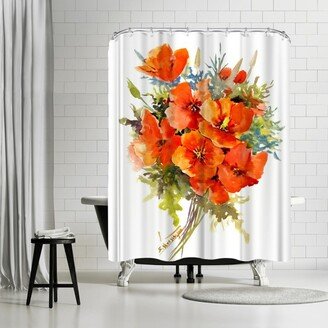 71 x 74 Shower Curtain, Hollyhock Flowers 5 by Suren Nersisyan