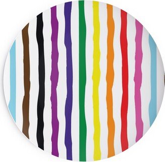 Salad Plates: Wonky Stripes On White Salad Plate, Multicolor