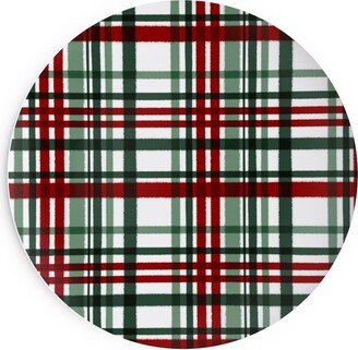 Salad Plates: Intricate Plaid Salad Plate, Green