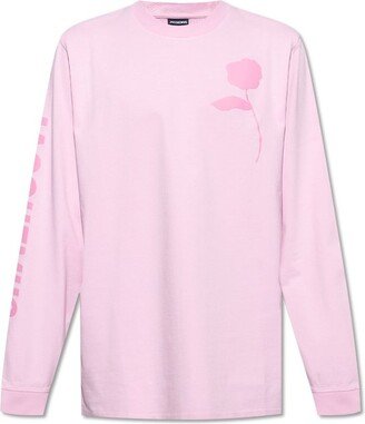 Logo Motif Printed Crewneck Long Sleeve T-Shirt