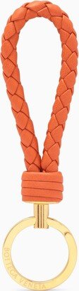 Orange keyring in woven leather-AA