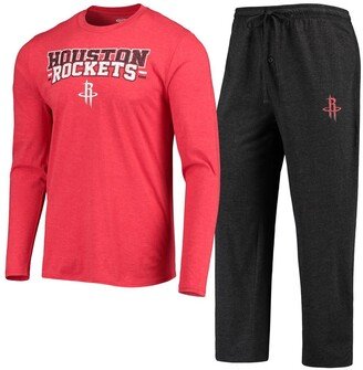 Men's Concepts Sport Black, Red Houston Rockets Long Sleeve T-shirt and Pants Sleep Set - Black, Red