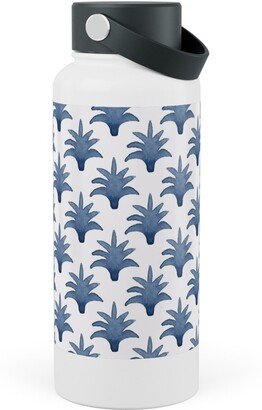 Photo Water Bottles: Pinecone - Indigo On Cream Stainless Steel Wide Mouth Water Bottle, 30Oz, Wide Mouth, Blue