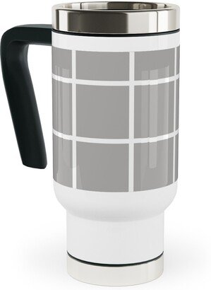 Travel Mugs: Window Pane Travel Mug With Handle, 17Oz, Gray