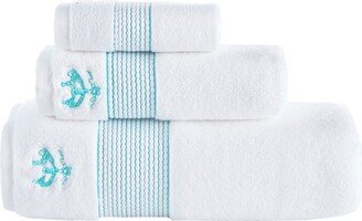 Rope Stripe Border 3 Piece Turkish Cotton Towel Set