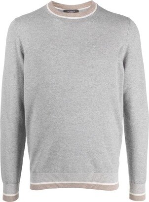 Contrasting-Trim Crew-Neck Jumper