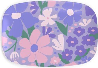 Serving Platters: Blooming Garden On Lilac Serving Platter, Purple