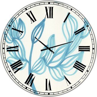 Designart Blooming Blue Large Mid-Century Wall Clock - 36 x 36