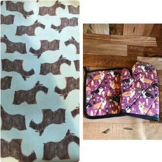 Scottie Dog Themed Insulated/Quilted Pot Holder & Oven Mitt Set/Individual, Made To Order