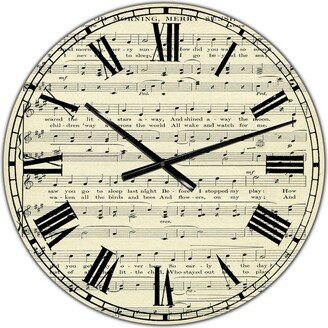 Designart Goodmorning Merry Sunshine Music Score Large Cottage Wall Clock - 36