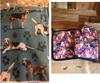 Beagle Themed Insulated/Quilted Pot Holder & Oven Mitt Set/Individual, Made To Order