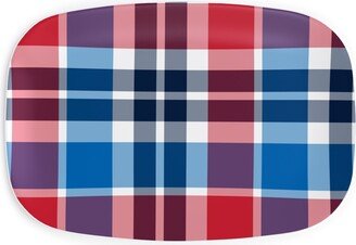 Serving Platters: Independence Day Plaid - Multi Serving Platter, Multicolor