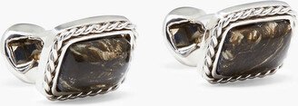 Rhodium-plated stone cufflinks-AB