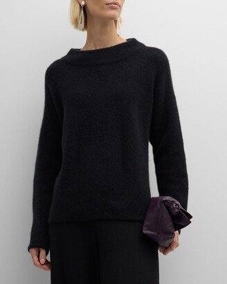 Missy Cashmere Silk Boucle Bliss Funnel-Neck Sweater