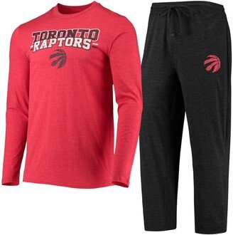 Men's Concepts Sport Black, Red Toronto Raptors Long Sleeve T-shirt and Pants Sleep Set - Black, Red