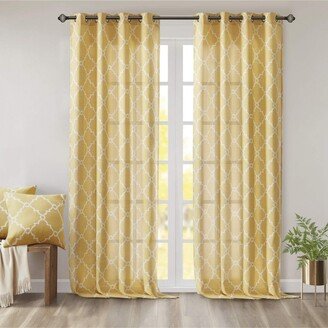 Gracie Mills Saratoga Fretwork Print Grommet Top Window Curtain Panel - 50x108