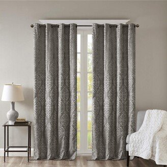 Gracie Mills Jacquard Damask Total Blackout Grommet Top Curtain Panel - 50x108