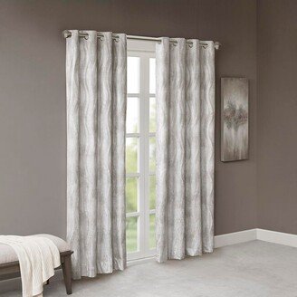 Gracie Mills 1-pc Total Blackout Victorio Printed Jacquard Grommet Curtain Panel, Grey - 50x108