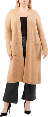 Plus Size Cozy Open Front Duster Jacket