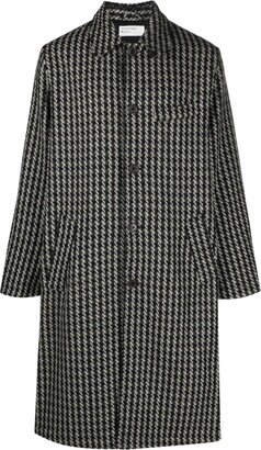 Houndstooth-Pattern Single-Breasted Coat-AA