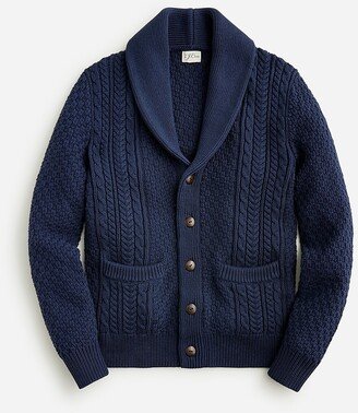 Heritage cotton cable-knit shawl-collar sweater