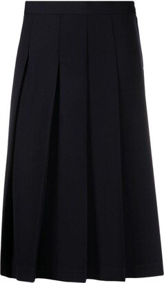 Pleated Wool Midi Skirt-AA