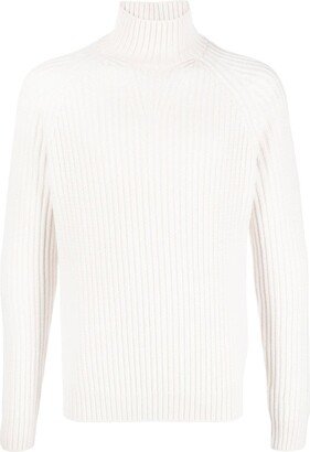 Ribbed-Knit High-Neck Jumper-AA