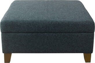 32 Luxury Square Storage Ottoman Textured Navy