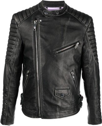 Skull Bones Metallic Leather Jacket