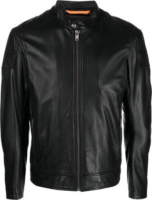 Padded Leather Biker Jacket-AA