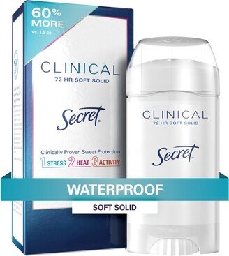 Secret Clinical Strength Soft Solid Antiperspirant and Deodorant - Waterproof - 2.6oz