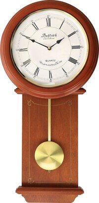 Olivia 24.5 Inch Cherry Wood Chiming Pendulum Wall Clock - 24.5 Inch