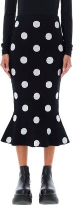 Polka Dot Printed Midi Skirt-AA