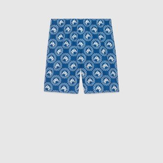 Nylon equestrian print swim shorts