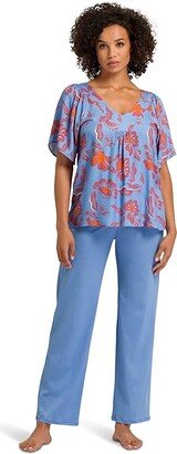 Cotton Deluxe Drawstring Long Pants (Azurine) Women's Pajama