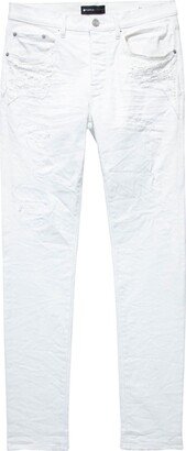 Quilted-Pockets Low-Rise Jeans