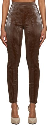 Brown Embossed Leggings