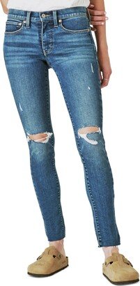 Mid-Rise Destructed Cut-Hem Skinny Pants