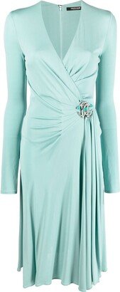 Gemstone-Embellished Gathered Midi Dress