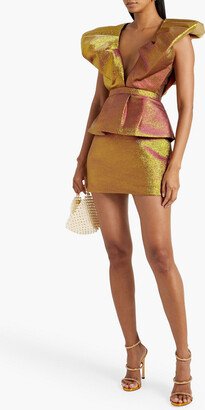 Ruffled iridescent lamé mini dress