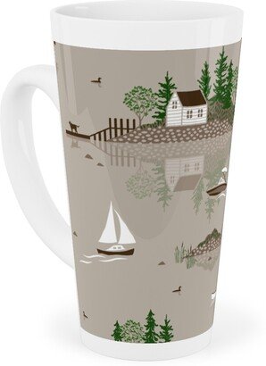 Mugs: Boating On The Lake - Beige Tall Latte Mug, 17Oz, Beige