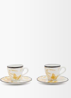 Set Of Two Herbarium Porcelain Cups And Saucers-AA